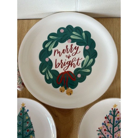 Mary Square Happy Tines Christmas Holiday Serving And Appetizer Plate Set - Picture 2 of 10